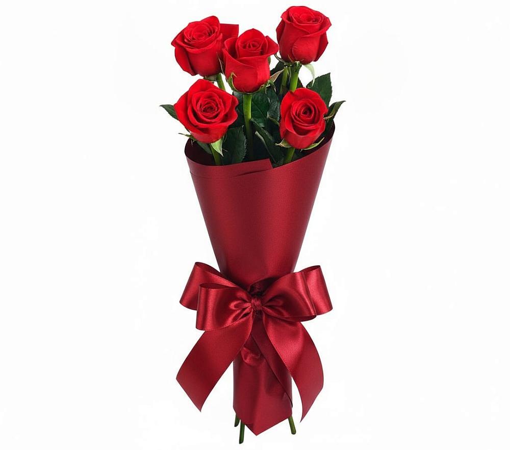 Букет 5 Красных роз Эдлесс Лав в Широковский