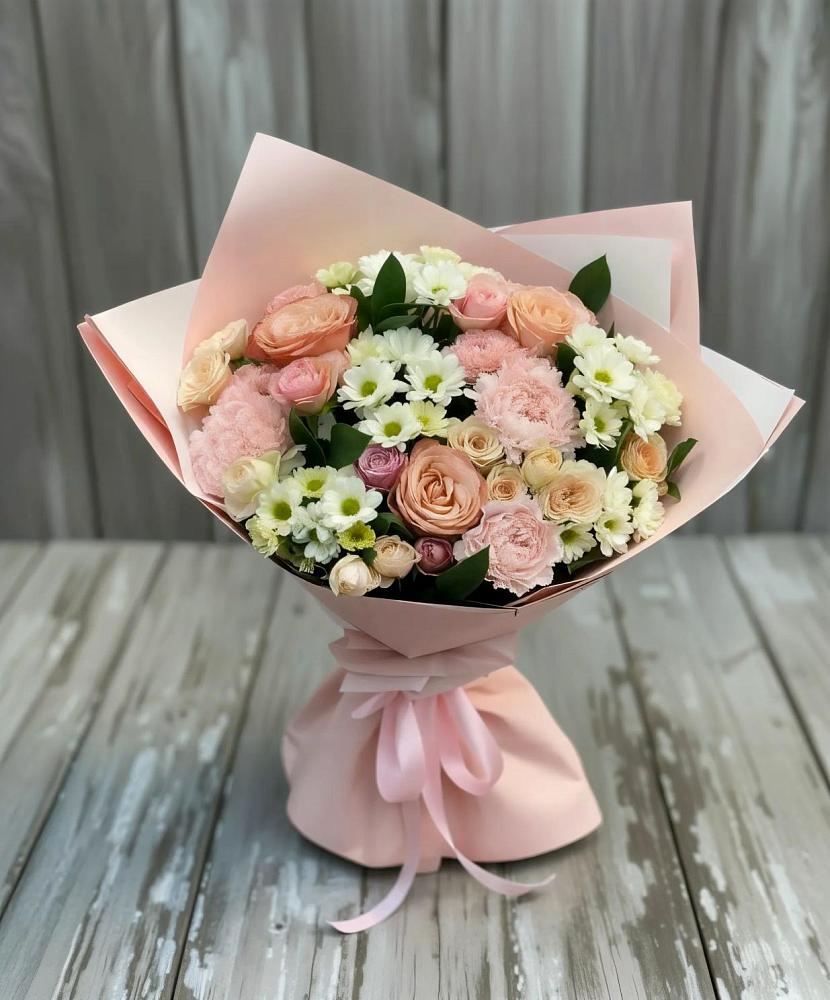 Букет цветов из: Гвоздики, Розы и Хризантемы в Широковский