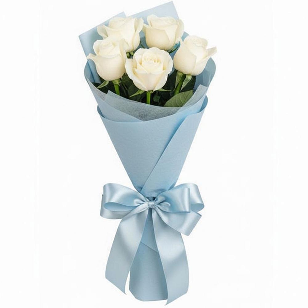 Букет 5 Белых роз Проуд в Широковский