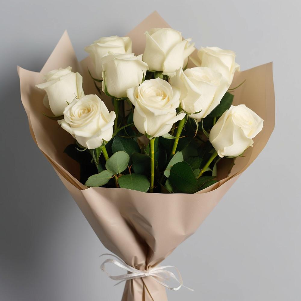 Букет 9 Белых роз Эдлесс Лав в Широковский