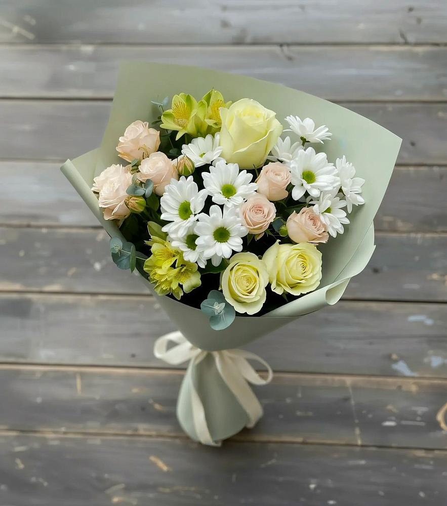 Букет цветов из: Альстромерии, Розы и Хризантемы в Широковский