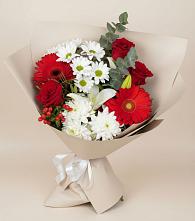 Букет цветов из:  Розы, Хризантемы, Герберы и Лилии в Широковский