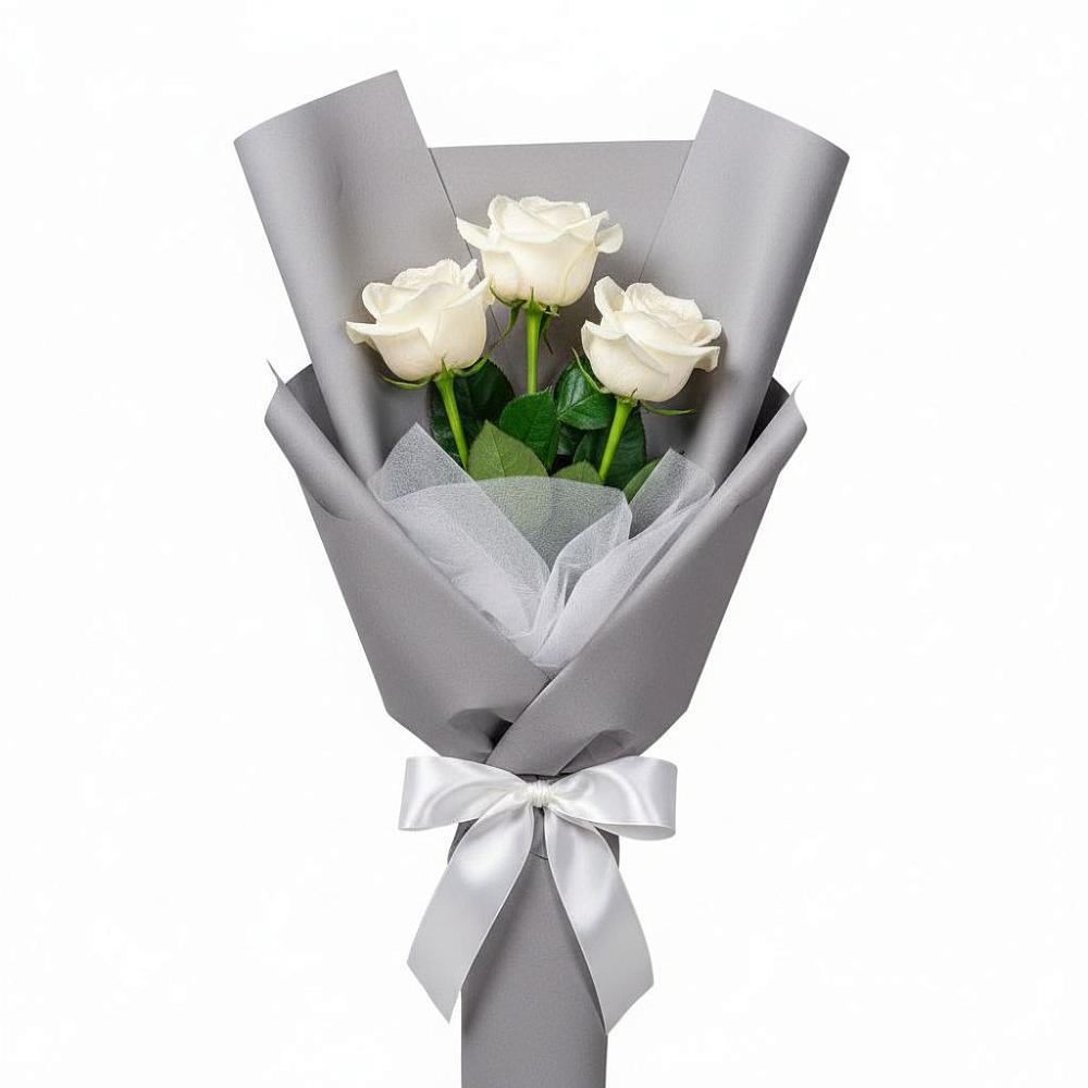 Букет 3 белые розы в Широковский