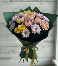 Букет цветов из:  Хризантемы и Розы в Широковский