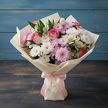 Букет цветов из:  Хризантемы, Альстромерии и Розы в Широковский