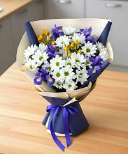 Букет цветов из:  Розы, Ирисы и Хризантемы в Широковский