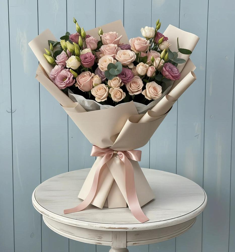 Букет цветов из: Розы и Лизиантусы в Широковский