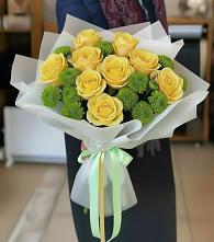 Букет цветов из:  Хризантемы и Розы в Широковский
