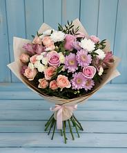 Букет цветов из:  Хризантемы, Розы и Альстромерии в Широковский