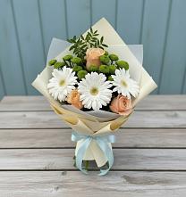 Букет цветов из:  Герберы, Розы и Хризантемы в Широковский