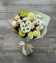 Букет цветов из:  Альстромерии, Розы и Хризантемы в Широковский