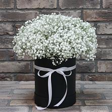 Цветочная композиция из Гипсофила в шляпной коробке в Широковский