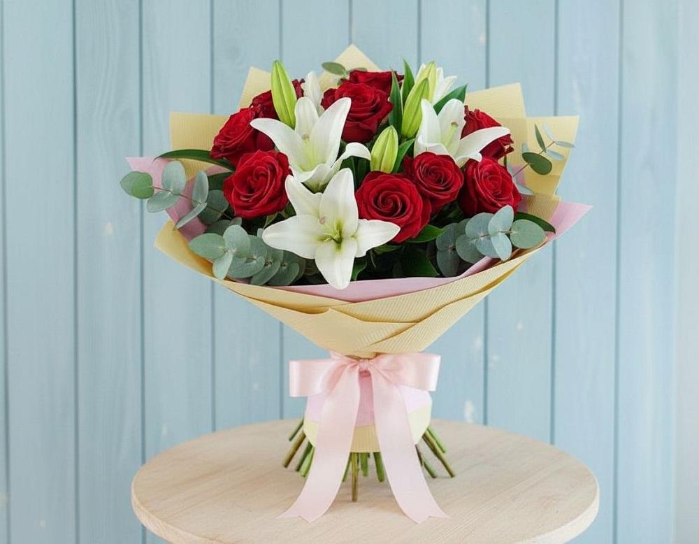 Букет цветов из: Лилии и Розы в Широковский